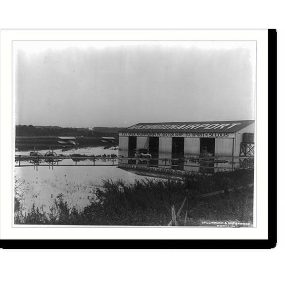 Historic Print, [D.C. - Wash. - Airport - flood waters around hangar and airplanes. 1923], 16" x 20"