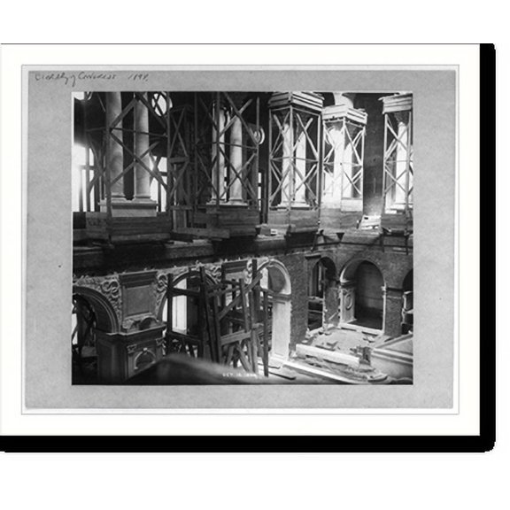 Historic Print, [D.C.-Wash.-Library of Congress - official construction photos: 1st floor interior, at Great Hall, Oct. 16, 1894], 18" x 24"