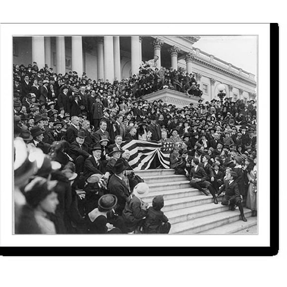 Historic Print, D.C. Washington. World War I. View of central steps of Capitol, where movie stars are selling Liberty Bonds, 18" x 24"