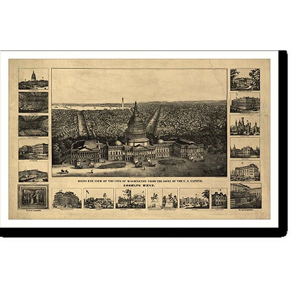 Historic Print, DC Washington 1860s MAP, 16" x 20"