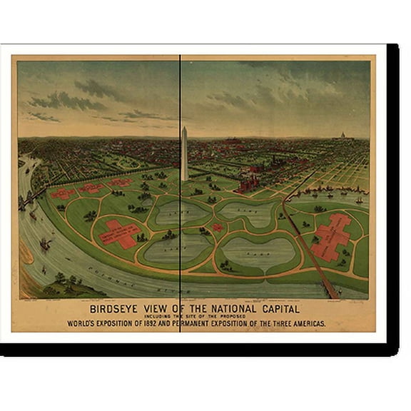Historic Print, DC Washington 1888 MAP, 16" x 20"