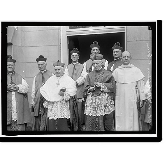 Historic Print, DOMINICAN HOUSE OF STUDIES CHAPEL, CATHOLIC UNIVERSITY. CARDINALS FARLEY AND GIBBONS AT THE CHAPEL. REAR: BISHOP CORRIGAN OF BALTIMORE; MONS. MACKIN; MONS. THOMAS; UNIDE…16" x 20"