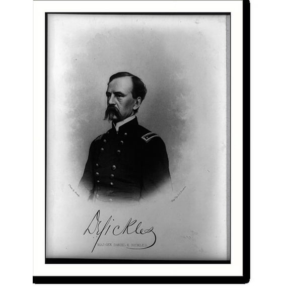Historic Print, Daniel Edgar Sickles, 1819-1914, 18" x 24"