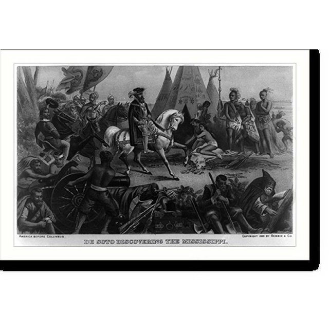 Historic Print, DeSoto discovering the Mississippi, 18" x 24"