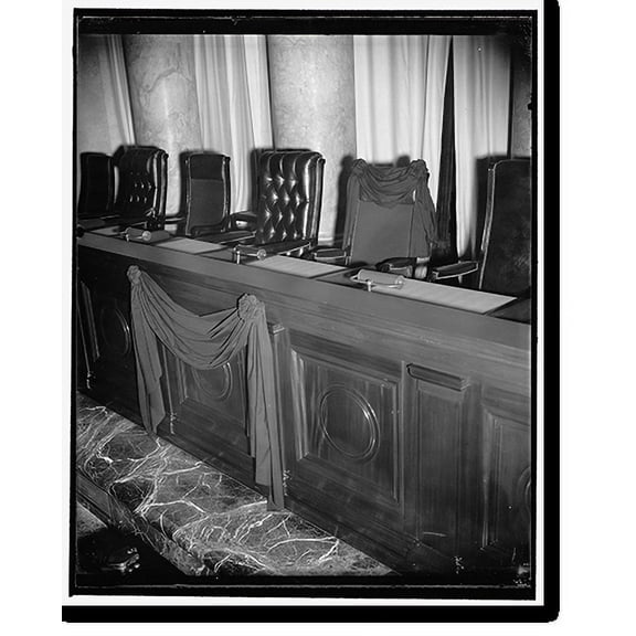 Historic Print, Dead jurist's seat on Supreme Court bench draped in mourning. Washington, D.C., Nov. 16. Shortly after the death of Associate Justice Pierce Butler was announced today, …16" x 20"