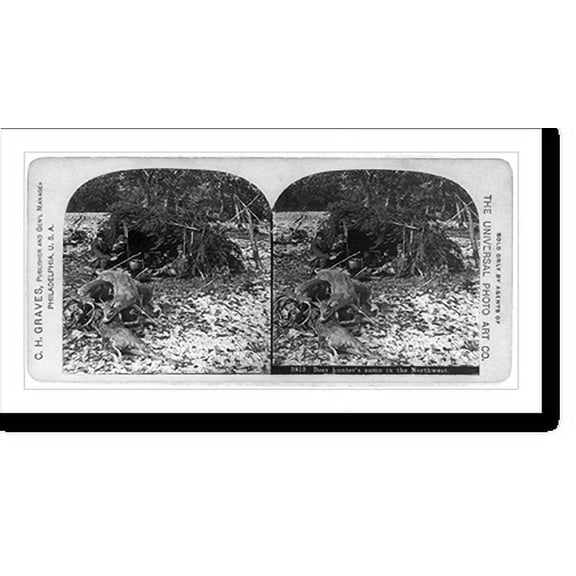 Historic Print, Deer hunter's camp in the Northwest, 16" x 20"