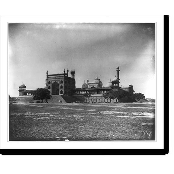 Historic Print, Delhi - Jumma Musjid, or Great Mosque - rear view, 16" x 20"