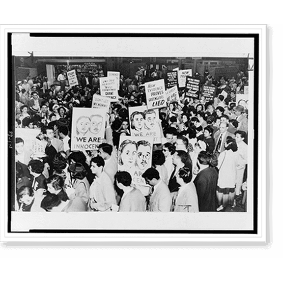 Historic Print, [Demonstrators bound for Washington, D.C. with signs pleading for clemency for Ethel and Julius Rosenberg, fill Pennsylvania Station], 16" x 20"