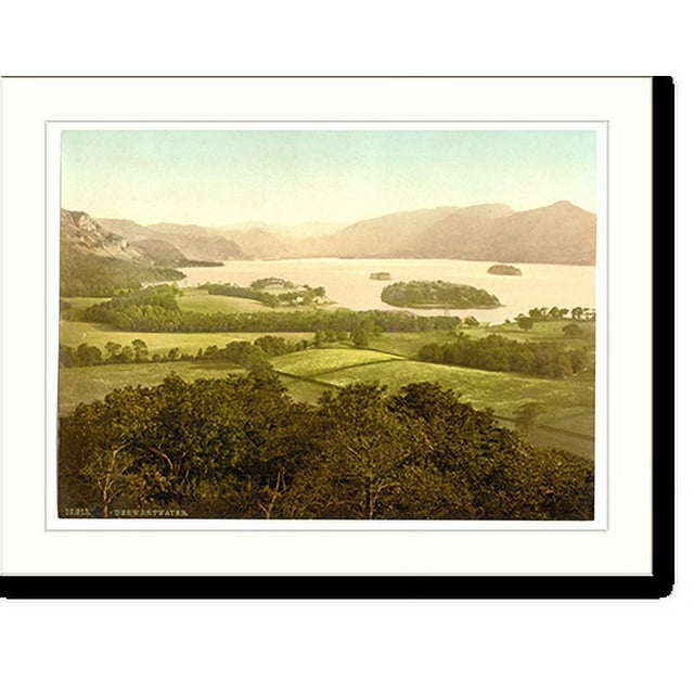 Historic Print, Derwentwater from Castle Hill Lake District England, 16
