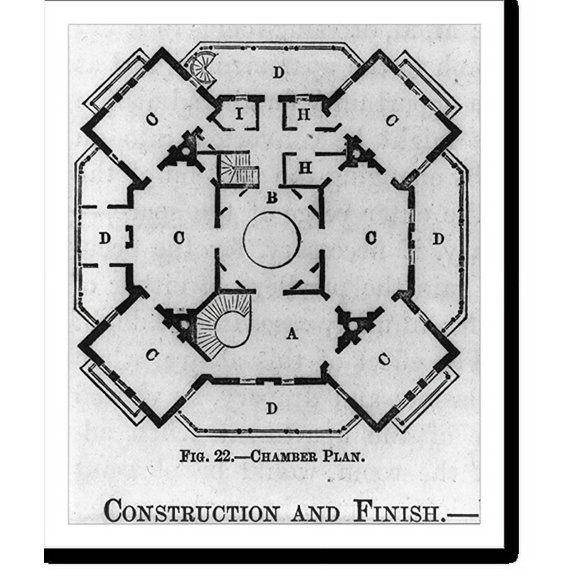 Historic Print, Design I. Oriental Villa: Fig. 22 - Chamber Plan [floorplan], 16" x 20"