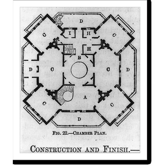 Historic Print, Design I. Oriental Villa: Fig. 22 - Chamber Plan [floorplan], 18" x 24"