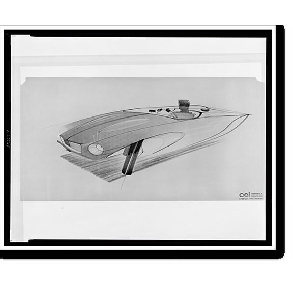 Historic Print, [Design drawing for Avanti automobile, front view from driver's side], 16" x 20"