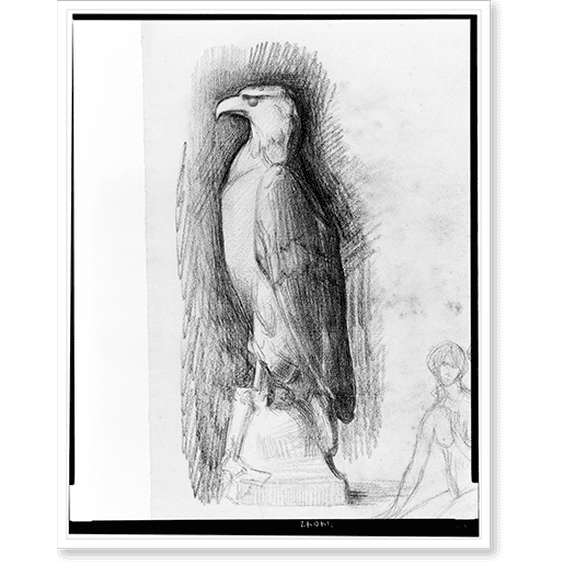 Historic Print, [Design drawings for national symbols. Eagle of preparedness and female figures], 18" x 24"