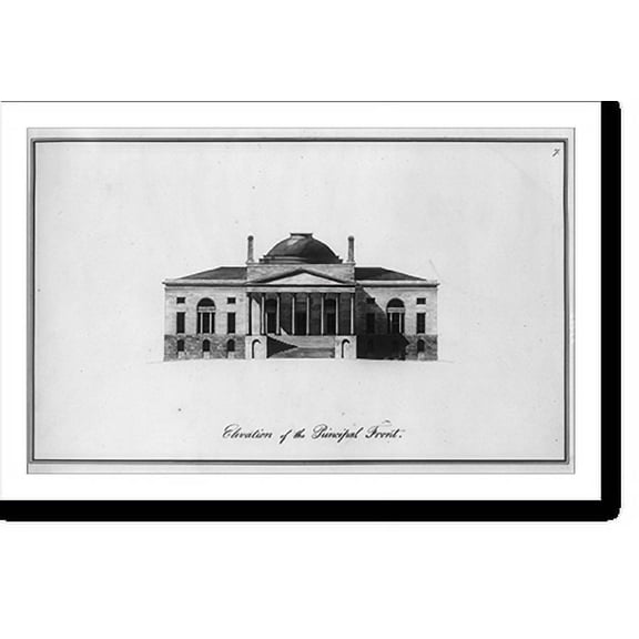 Historic Print, [Design of a city hall proposed to be built in New York. Elevation of the principal front], 16" x 20"