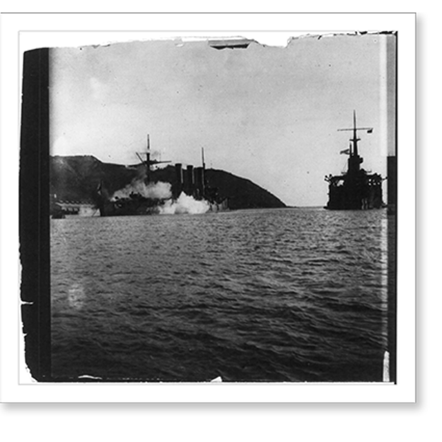 Historic Print, [Destroying a fleet . battleship Pallada struck by a
