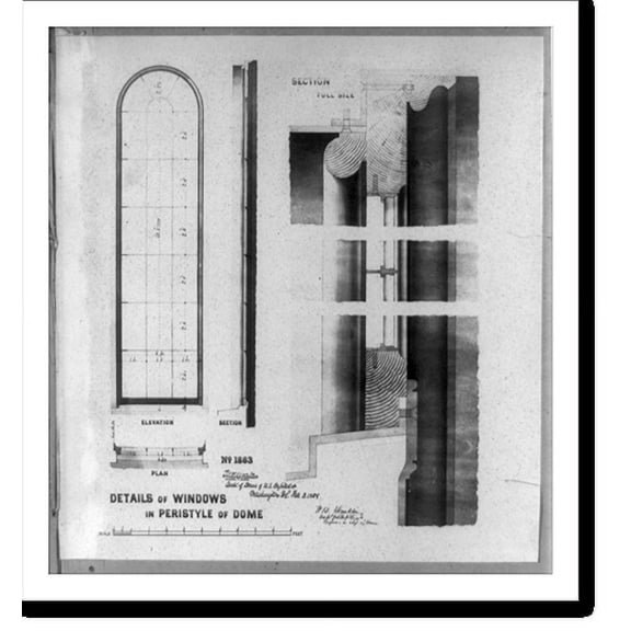 Historic Print, Details of windows in peristyle of dome, 16" x 20"