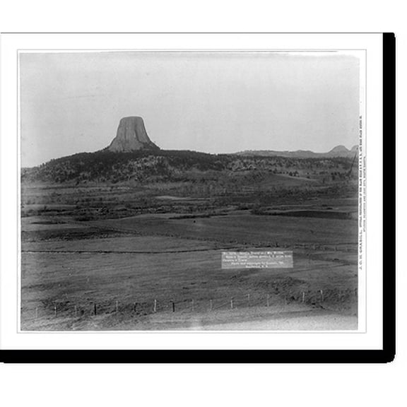 Historic Print, Devils Tower and Mo. Buttes. Ryan's Ranch in foreground, 2 miles from Camera to Tower, 16" x 20"