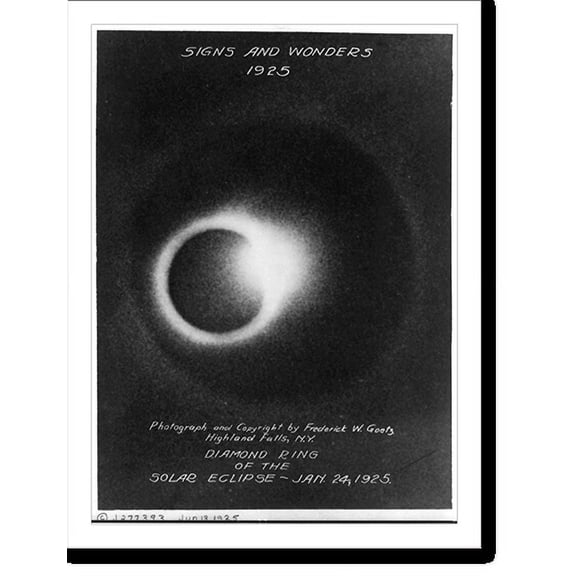 Historic Print, Diamond ring of the solar eclipse - Jan. 24, 1925, 16" x 20"