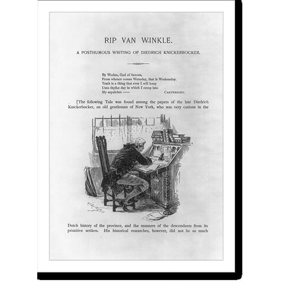 Historic Print, [Diedrich Kinickerbocker at his desk], 16" x 20"