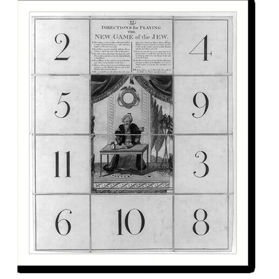 Historic Print, Directions for playing new game of the Jew, 18" x 24"