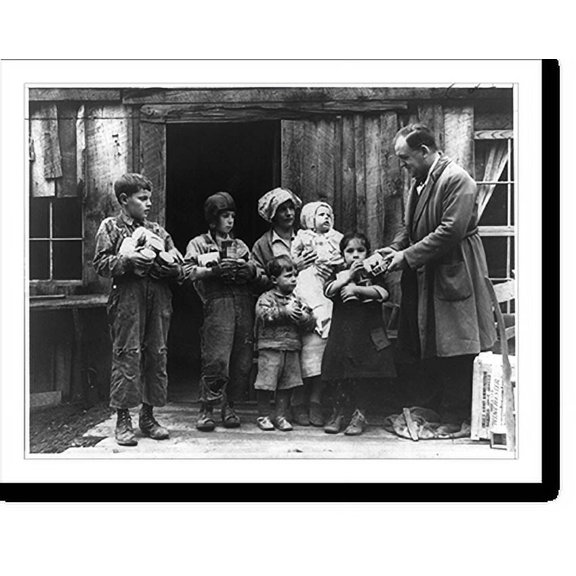 Historic Print, Disaster Relief (Drought of 1930-31) - U.S.: Rev. Leslie Patterson, Disaster Relief Chairman of Pendleton County Chapter, American Red Cross, Franklin, W. Va. giving foo...18" x 24"