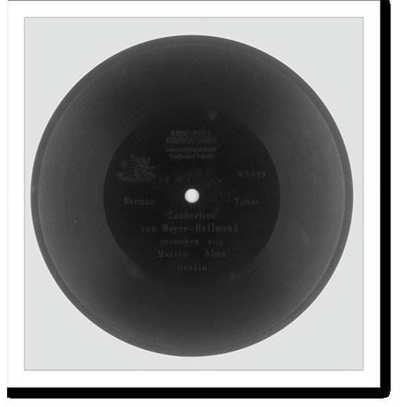 Historic Print, [Disc phonorecord - Berliner's Gramophone - covered by English and Continental patents/42517/German Tenor/Zauberlied/von Meyer-Hellmund gesungen von Marian Alma Berlin"]", 16" x 20"