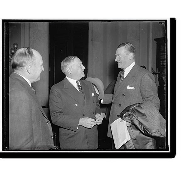 Historic Print, Discuss amendments to housing act. Washington, D.C., Dec. 1. Federal Housing Administrator Stewart McDonald (right) discusses with Senator Robert F., 16" x 20"