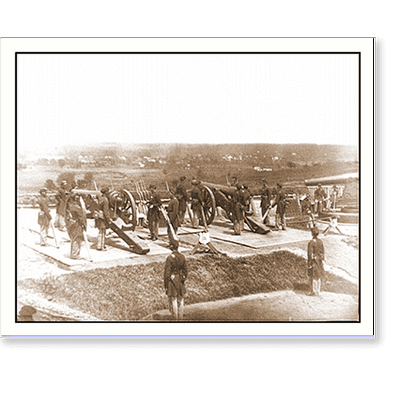 Historic Print, District of Columbia. Gun crews of Company H 3d Massachusetts Heavy Artillery at Fo, 18" x 24"