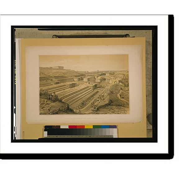 Historic Print, Docks at Sebastopol with ruins of Fort St. Paul.W. Simpson del. ; E. Walker lith. ; Day & Son, Lithrs. to the Queen., 18" x 24"