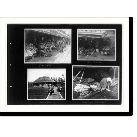 Historic Print, Doll shop; fruit store; farm house; washing radishes, 18" x 24"