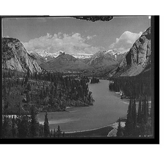 Historic Print, Down Bow River, Alberta, Canada, 18" x 24"