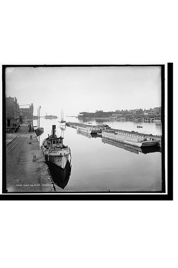 Historic Print, Down the river, Oswego, N.Y., 16" x 20"