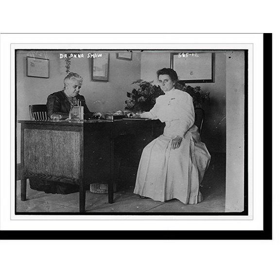 Historic Print, Dr. Anna Shaw, seated at desk, with unidentified woman, 18" x 24"