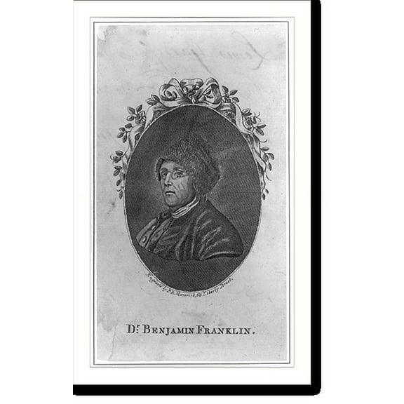 Historic Print, Dr. Benjamin Franklin.engrav'd by P.R. Maverick, 65 Liberty Street., 16" x 20"