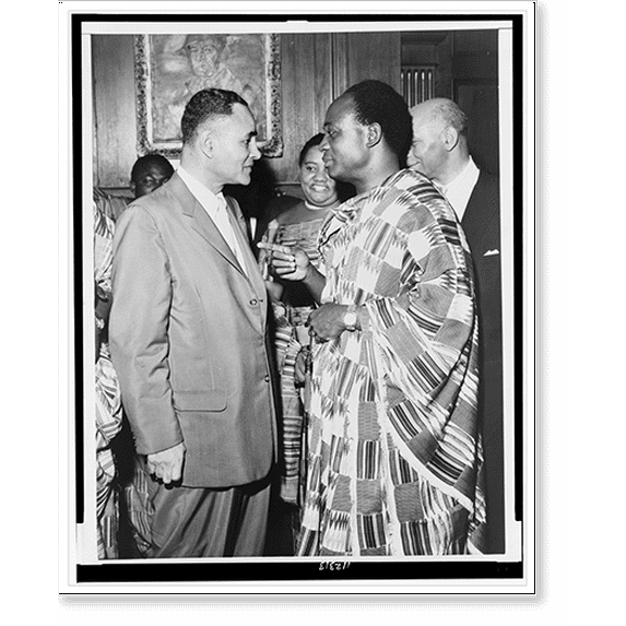 Historic Print, [Dr. Kwame Nkrumah, Prime Minister of Ghana, chats with United Nations official Ralph Bunche, at a reception given for Nkrumah by the Harlem Lawyers' Association at the …16" x 20"