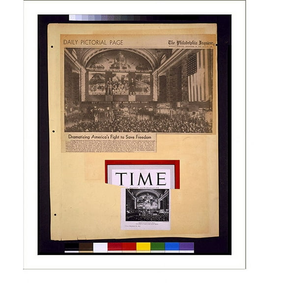 Historic Print, Dramatizing America's fight to save freedom. Grand Central's photo-mural. The perfect 20 made a giant picture puzzle, 16" x 20"
