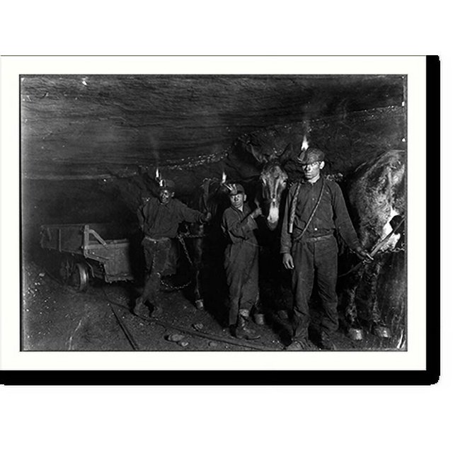 Historic Print, Drivers and Mules, Gary, W. Va., Mine, Where much of