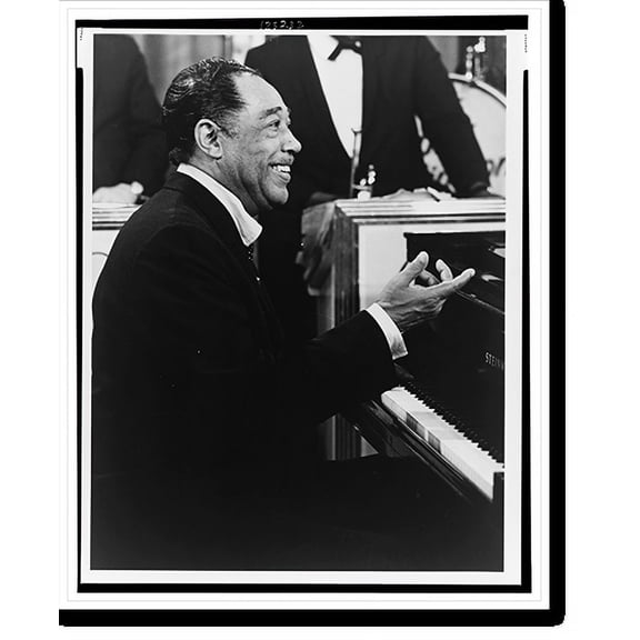 Historic Print, [Duke Ellington, half-length portrait, seated at piano, facing right], 18" x 24"