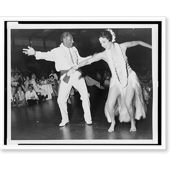 Historic Print, [Duke Kahanamoku dancing with hula dancer Aggie Auld], 16" x 20"