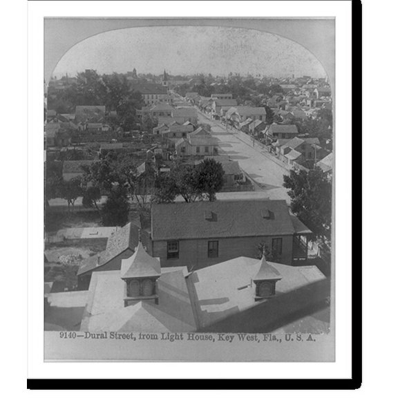 Historic Print, Dural Street, from light house, Key West, Fla., 18" x 24"
