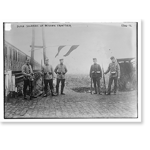 Historic Print, Dutch soldiers on Belgian Frontier, 16" x 20"