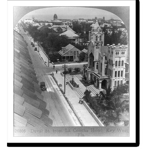 Historic Print, Duval St. from La Concha Hotel, Key West, Fla., 16" x 20"
