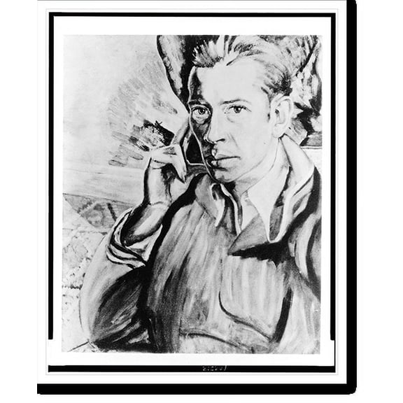 Historic Print, E.E. Cummings (from a self-portrait in oils), author of VIVA, 18" x 24"