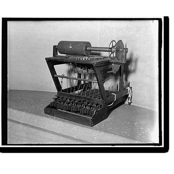 Historic Print, Early model of typewriter, 18" x 24"