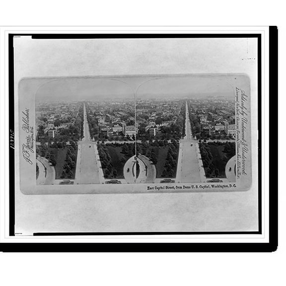 Historic Print, East Capitol Street, from dome U.S. Capitol, Washington, D.C., 16" x 20"