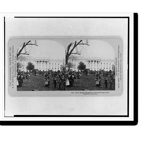 Historic Print, Easter Monday egg rolling, on the White House lawn.C.H. Graves, publisher., 16" x 20"