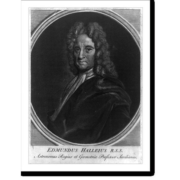 Historic Print, [Edmond Halley, half-length portrait, in oval, facing left], 18" x 24"