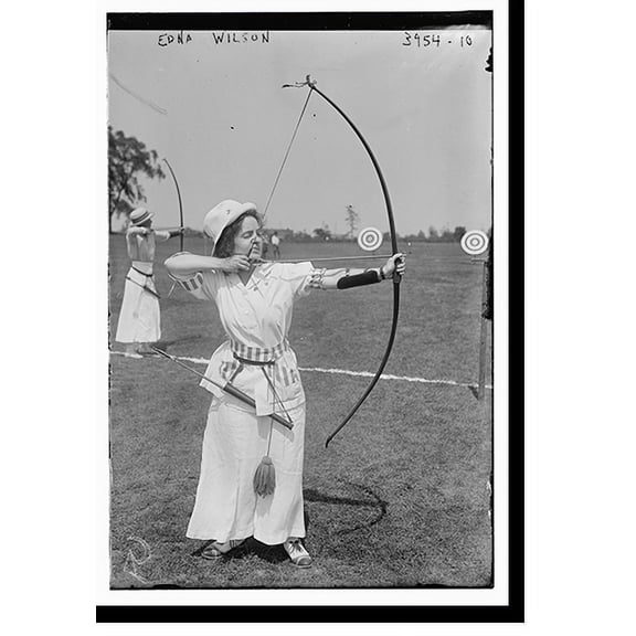 Historic Print, Edna Wilson with bow & arrow, 16" x 20"