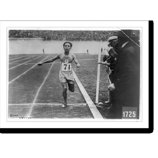 Historic Print, El Quafi of South Africa winning the Olympic marathon