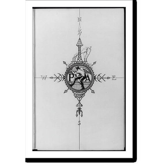 Historic Print, [Elaborate seal of PWA (Public Works Admin.) using components symbolic of labor, construction and industry], 16" x 20"